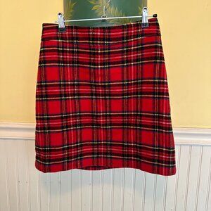 J.Crew Red Plaid Wool Blend Mini Skirt Size 2